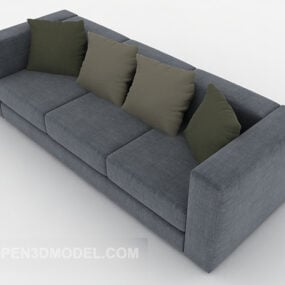 Sofa Rumah Fabrik Kelabu Dengan Bantal model 3d