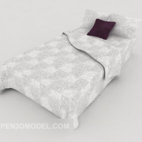 3д модель Простая серая односпальная кровать