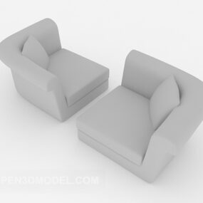 Simple Grey Single Sofa Combination 3d model