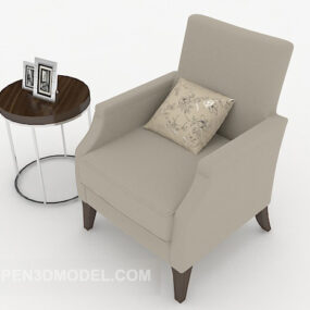 Simple Grey Wooden Table Chair 3d model