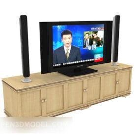Simple Home Tv Cabinet With Speakers 3d model