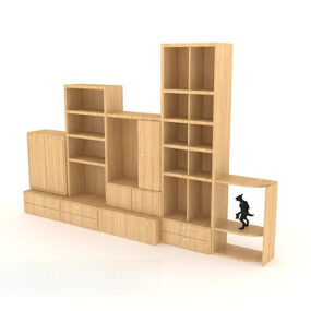 साधारण होम बुककेस लकड़ी का 3डी मॉडल