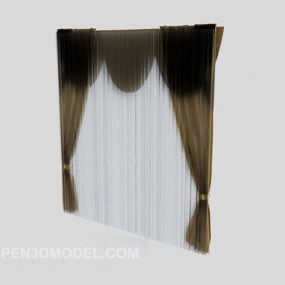 Simple Home Brown White Curtain 3d model