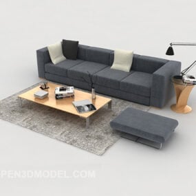Enkel hjemmemørk grå kombinasjonssofa 3d-modell