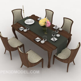 Simple Home Dining Table Chair 3d model