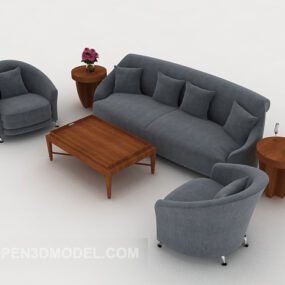 Simple Home Grey Combination Sofa 3d model