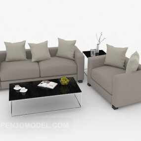 Simple Home Leisure Grey Sofa Sets 3d model