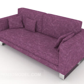 Modello 3d del divano doppio viola semplice per la casa