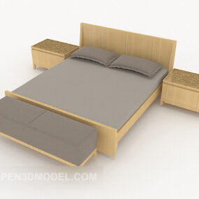 Simple Home Solid Wood Bed 3d model