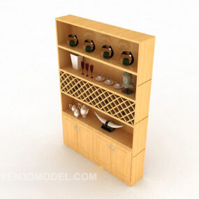 Simple Home Solid Wood Display Cabinet 3d model
