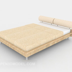 Simple Home Warm Yellow Double Bed 3d model