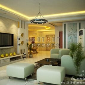 Mô hình 3d phòng khách trong nhà đơn giản