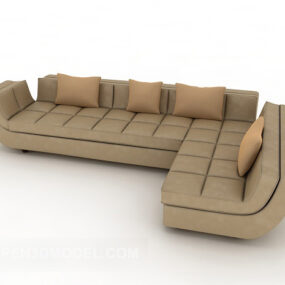 Простий шкіряний багатомісний диван 3d модель