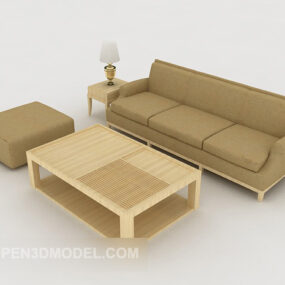 Μοντέλο απλό ανοιχτό καφέ συνδυαστικό καναπέ 3d