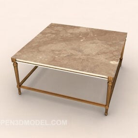 Мармуровий світло-коричневий квадратний журнальний столик 3d модель