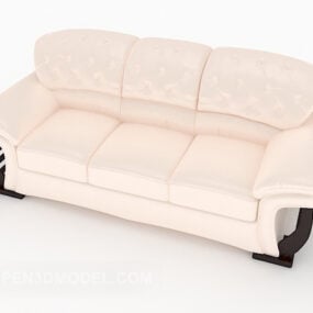 Simple Light Leather Home Sofa 3d model