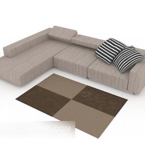 Sofá simple de tela marrón modelo 3d