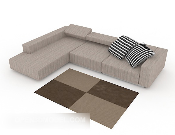 Simple Brown Fabric Sofa