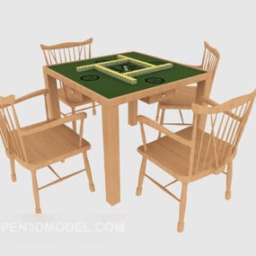 Simple Mahjong Table Chair Set 3d model