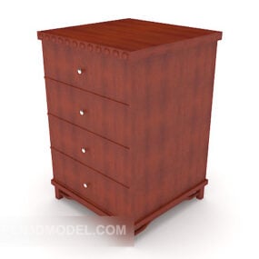 Simple Mahogany Drawer Cabinet 3d model