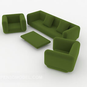 Yksinkertainen moderni vihreä sohvasarja 3D-malli