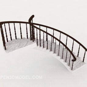 Modelo 3D de escada simples e moderna em formato curvo