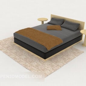 Prosty, nowoczesny model podwójnego łóżka użytkowego Model 3D