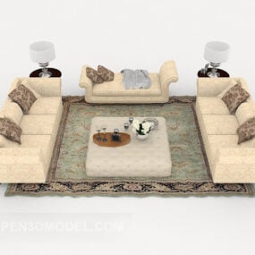 3д модель простого комбинированного дивана в неоклассическом стиле