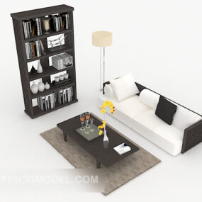 Enkel ny kinesisk stil flerseters sofa 3d-modell