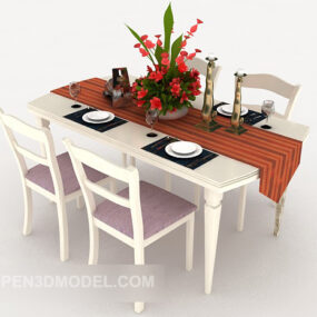 Simple Pastoral Dining Table 3d model