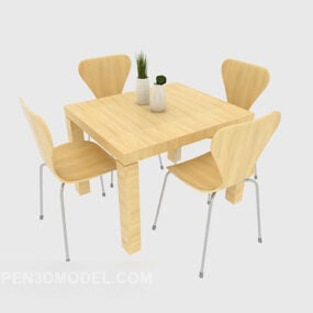 Eenvoudig pastoraal tafelstoelsets 3D-model