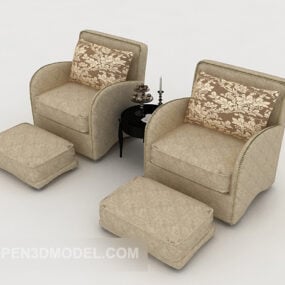 Modelo 3D de sofá duplo com padrão simples