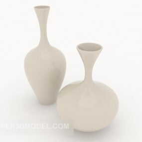 Juego de jarrón decorativo de porcelana simple modelo 3d
