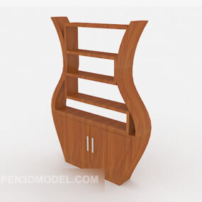 Wood Display Cabinet Instrument Shaped 3d model