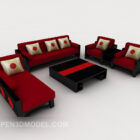 Prosta sofa w kolorze czerwonym i czarnym