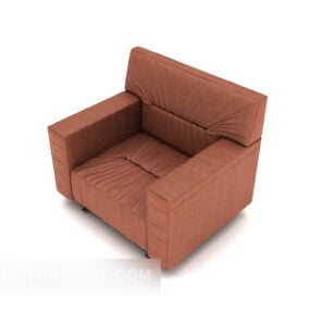 דגם תלת מימד של ספה יחידה פשוטה בצבע אדום-חום