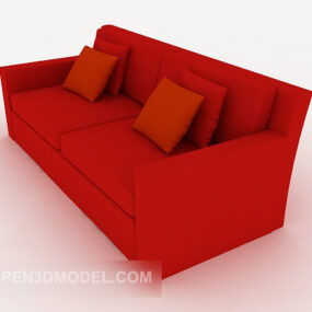 Simple Red Casual Double Sofa 3d model