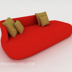 Simple Red Double Sofa 3d model