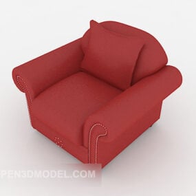 Simple Red Single Sofa Design 3d model