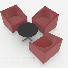 Simple Red Table Chair 3d model
