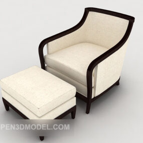 Simple Rice White Single Sofa 3d model