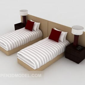 Twin Single Bed Hotel Furniture 3d model