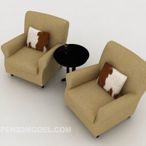 Simple Single Sofa With Table 3d model