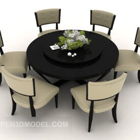 Simple Six-person Table Decor 3d model