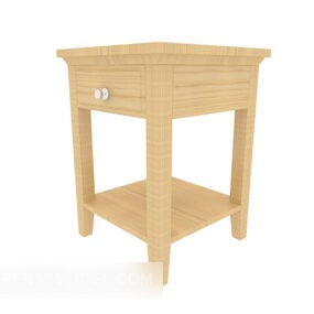 Simple Solid Wood Bedside Table 3d model