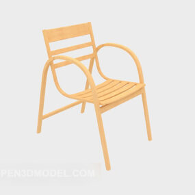 Eenvoudig massief houten stoel buiten 3D-model