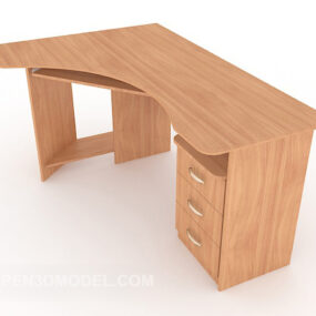 Simple Solid Wood Desk 3d model