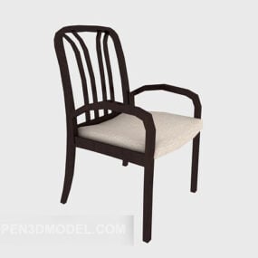 Simple Solid Wood Dining Chair 3d model