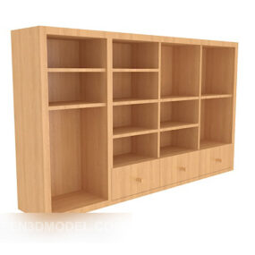 Simple Solid Wood Display Cabinet 3d model
