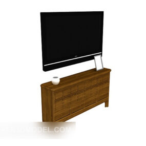 Armário de madeira maciça com TV modelo 3d